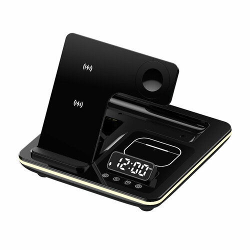 Док станция для беспроводной зарядки 3 в 1 для телефонов IPhone Samsung Xiaomi а также часов и наушников Apple Цвет Черный 2276₽