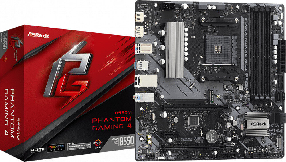 Материнская плата ASRock B550M Phantom Gaming 4 (B550M Phantom Gaming 4)