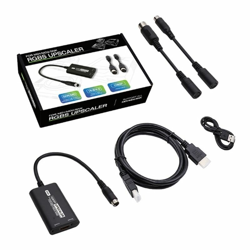 1080P HDMI-совместимый адаптер RGBS Upscaler 16:9/4:3 Переключение соотношения сторон для игровой консоли MD1/MD2/SNK HDTV Converter