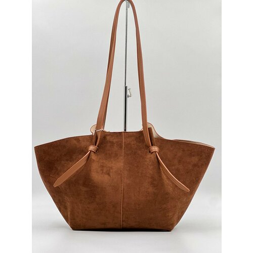 Сумка шоппер ROLENA beauty, фактура бархатистая, коричневый