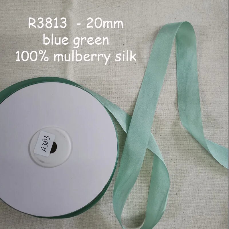 Шелковая лента 20 мм, blue green, R3813, 5 метров