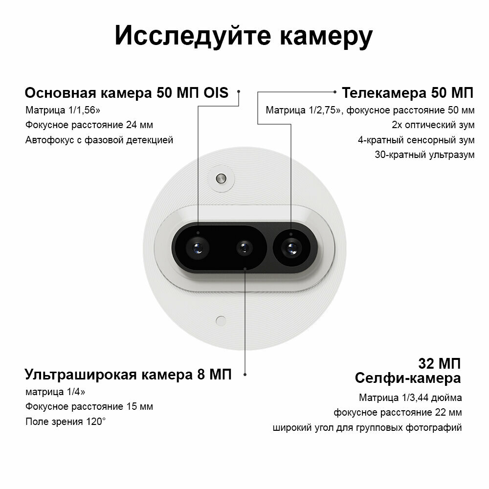 Смартфон Nothing phone (3a) 3 a, 8+128 ГБ, Snapdragon 7s Gen 3 5000 mAh, 6.77” 120Hz AMOLED дисплей, черный — фото 1