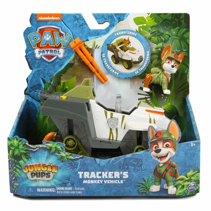KNOW EASY-Игрушка Paw Patrol Трекер на трансформирующейся машинке со снарядами серия Джунгли