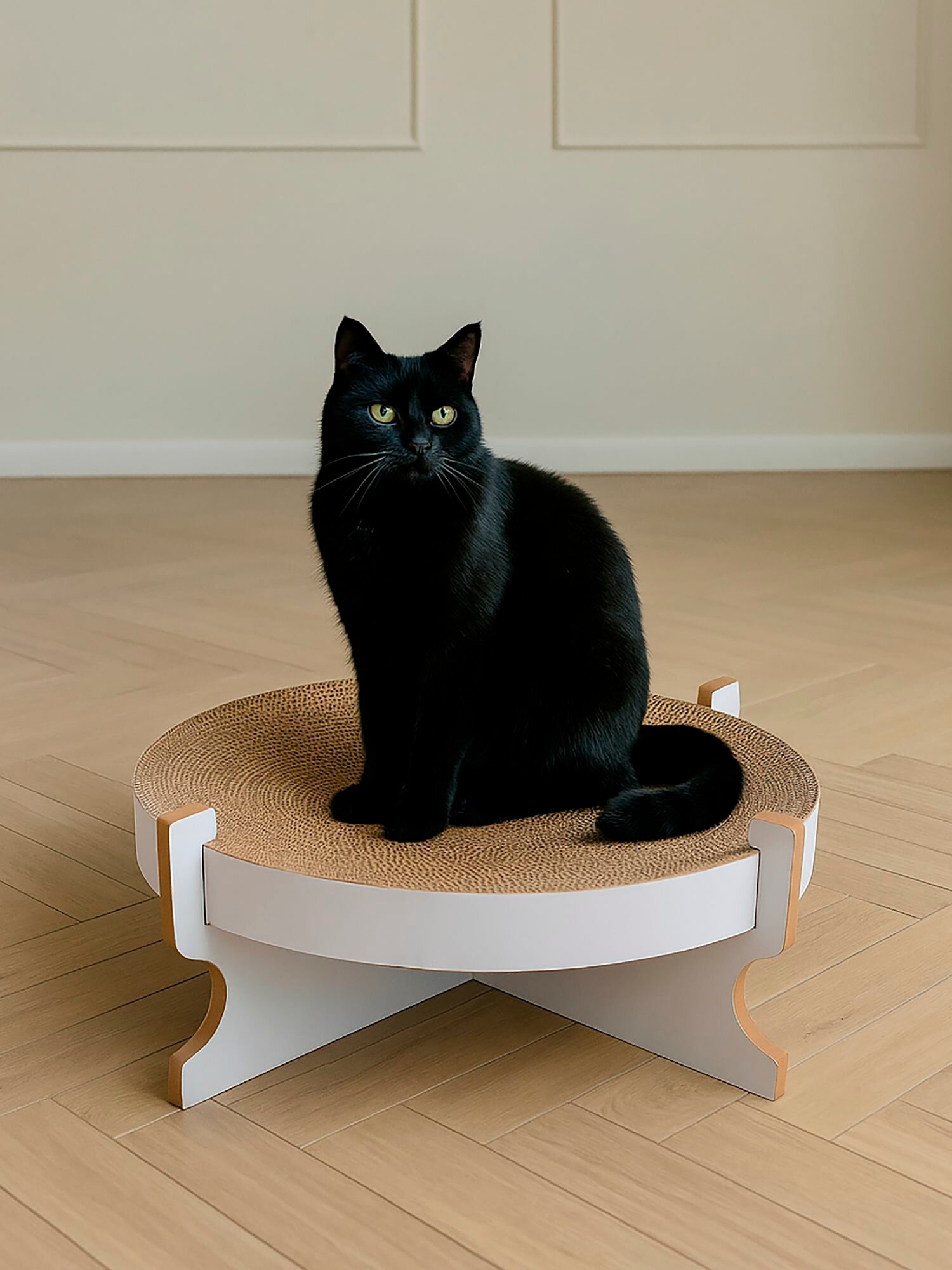 Лежанка-когтеточка для кошек, котов "Не Один Дома" Stramma, 46,5х46,5х18, белый