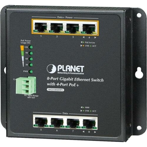 IP30 IPv6IPv4 8-Port 1000TP Wall-mount Managed Ethernet Switch with 4-Port 8023AT POE -40 to 75 C dual redundant power input on 48-56VDC termi 2092700₽