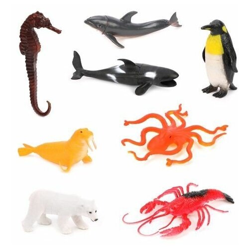 Набор Морские обитатели, 8 шт, пакет игрушки резиновые для ванны морские обитатели набор 8 шт