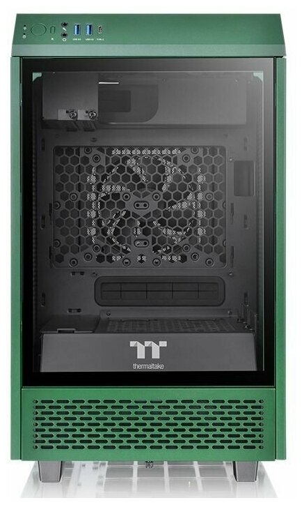 Корпус mini-ITX Thermaltake зеленый, без БП, фронтальная и боковые панели из закаленного стекла, USB Type-C, 2*USB3.0 audio - фото №3