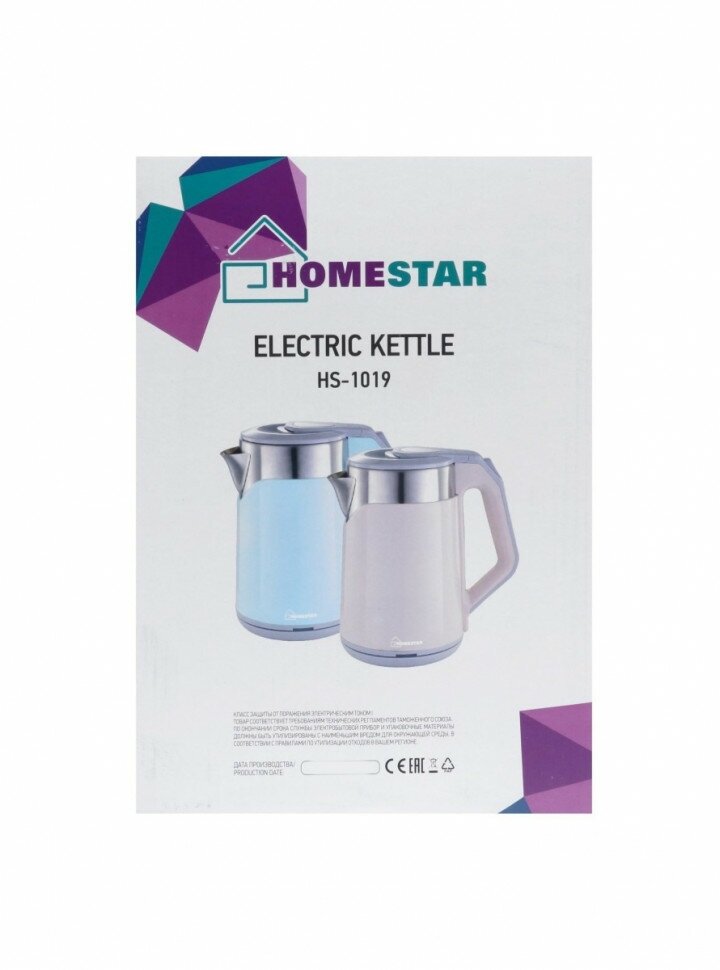 Чайник электрический HOMESTAR HS-1019, пластик, колба металл, 1.8 л, 1500 Вт, розовый - фотография № 15