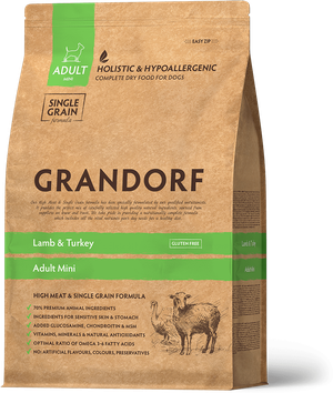 Сухой корм для собак Grandorf гипоаллергенный, Low Grain, ягненок с индейкой 3 кг (для мелких пород)