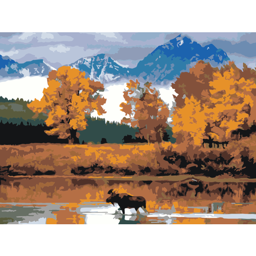 Картина по номерам Лось в горном озере на стену картина по номерам осень на горном озере 40x50 см