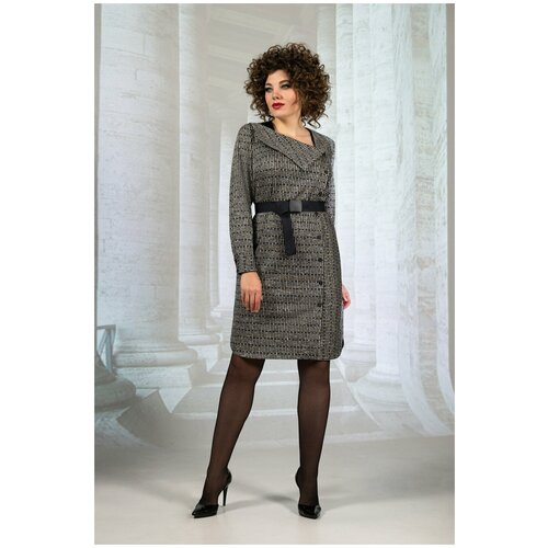 фото Платье-рубашка avanti erika, повседневное, полуприлегающее, до колена, размер 46, серый, черный