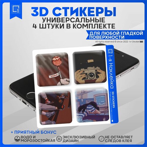 Наклейки на телефон 3D Стикеры Аниме ретро v9