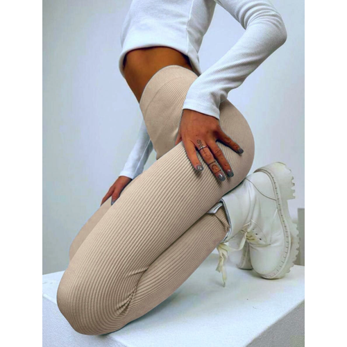 Легинсы (лосины) женские в рубчик. Бежевый, 42