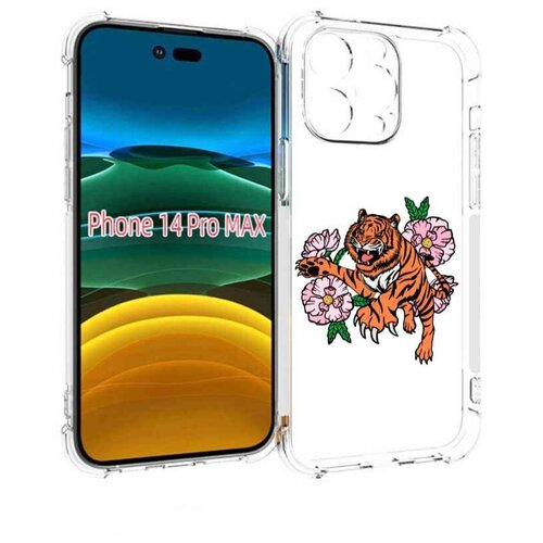 Чехол MyPads тигры-цветочные для iPhone 14 Pro Max задняя-панель-накладка-бампер чехол mypads тигры цветочные для doogee v max задняя панель накладка бампер