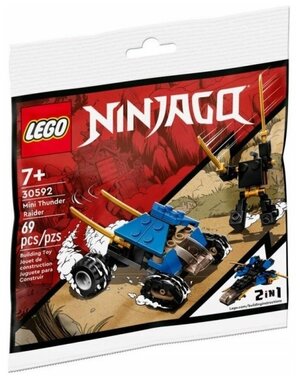 Конструктор LEGO NINJAGO Polybag Mini Thunder Raider "Мини-внедорожник Молния 2 в 1" 69 деталей / 30592
