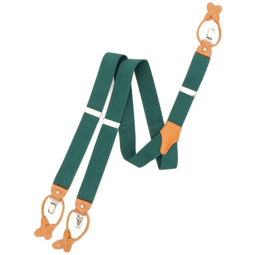 фото Подтяжки мужские gentleteam широкие зеленые однотонные, зажимы и пуговицы