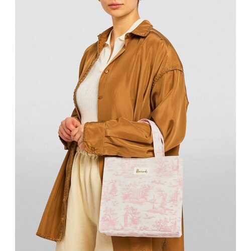 фото Сумка шоппер harrods small toile shopper bag 17838167, фактура гладкая, розовый, белый