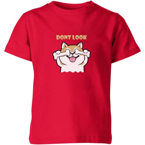 Детская футболка «Корги, хаски, собака, шпиц, сиба, акита, dog» (128, красный) детская футболка корги психоделика 128 красный