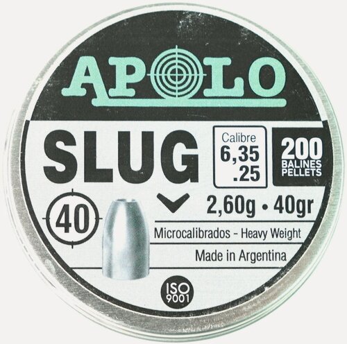 Изображение товара Пули полнотелые Apolo Slug, свинцовые, 6.35 мм, 2.6 г, 200 шт.