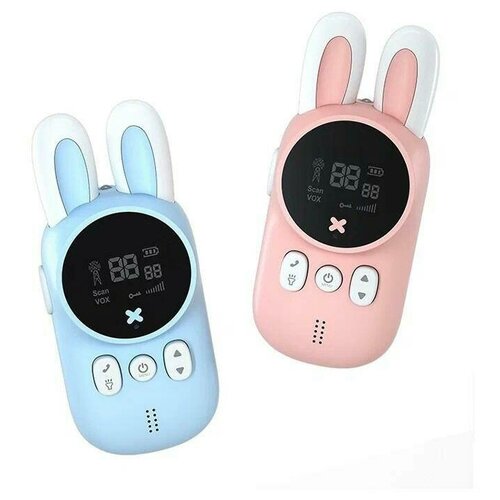 Детская рация KUPLACE Комплект раций Walkie Talkie Rabbit Рации и радиостанции Набор раций с двусторонней связью с ЖК-дисплеем голубая розовая 279000₽