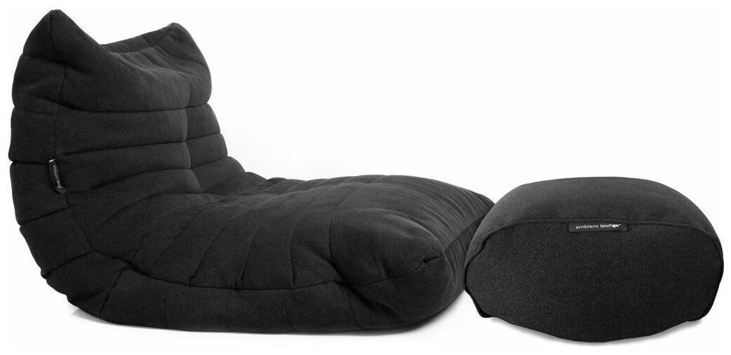 Кресло для отдыха дома с оттоманкой Ambient Lounge - Acoustic Lounge - Black Sapphire (Sofa Weave) - комплект мебели на балкон, в гостиную, для домашнего кинотеатра
