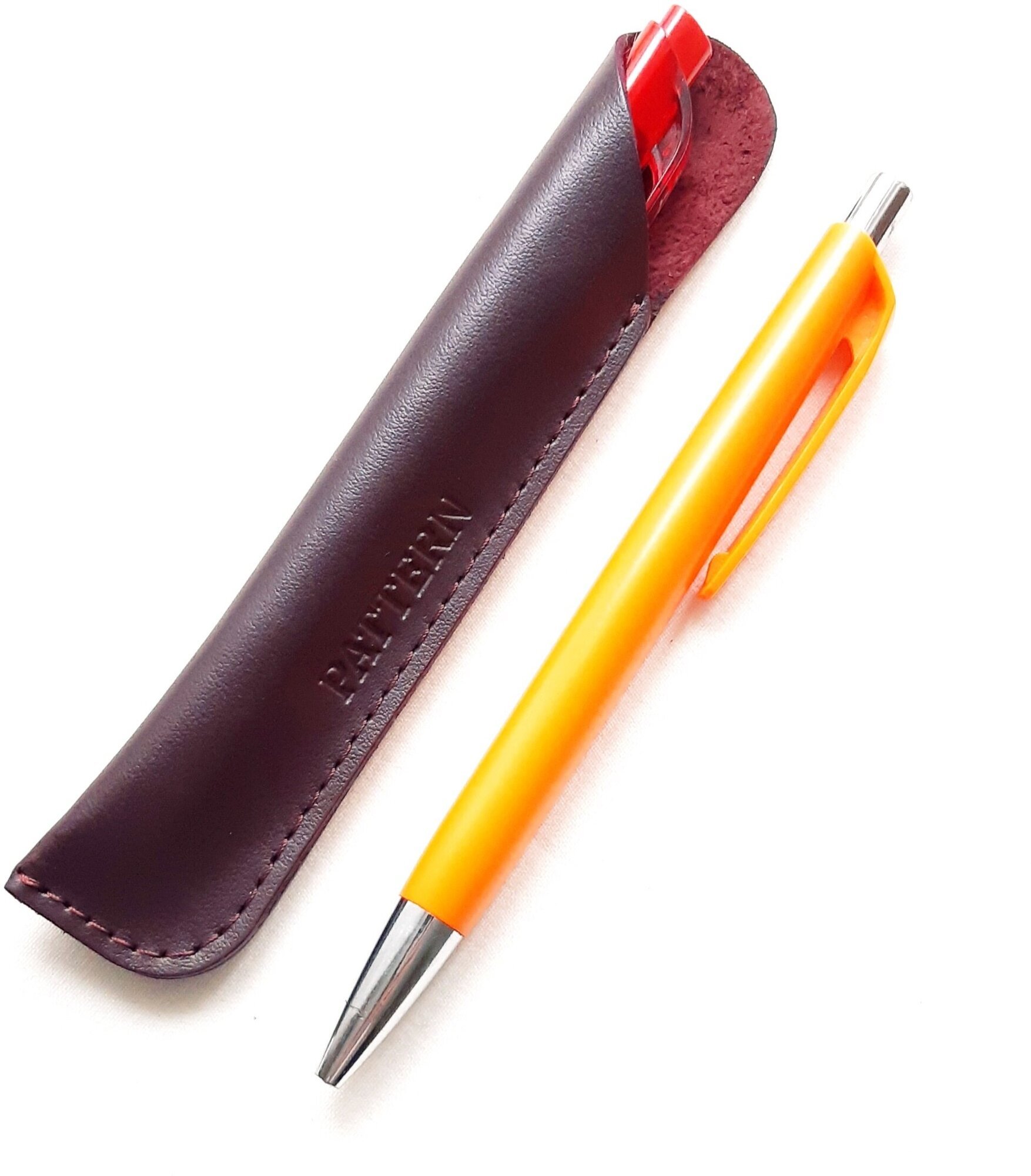 Футляр для ручки. Чехол для ручек натуральная кожа, цвет бордо, арт.1296