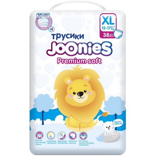 Joonies трусики Premium Soft XL (12-17 кг), 38 шт., белый joonies трусики premium soft xl 12 17 кг 38 шт 4 уп белый