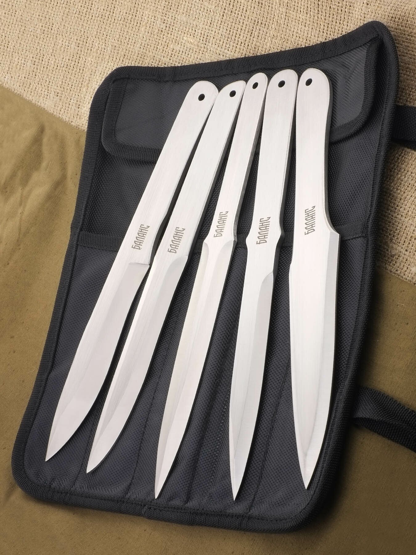 Набор разных ножей спортивных 5 шт Ножемир Баланс M-5000L в чехле свертке
