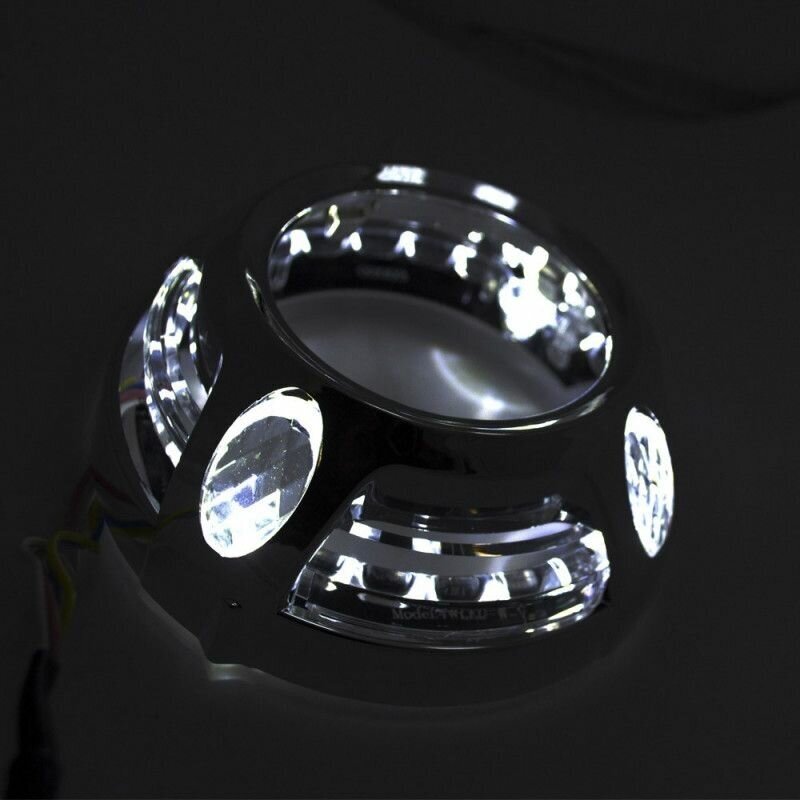 Декоративные бленды (маски) №150GDY для линз 2.8" и 3.0", с CREE LED габаритами с функцией поворотника "Porsche Style", к-т 2 шт — фото 4