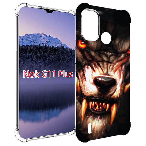 Чехол MyPads злой голодный волк мужской для Nokia G11 Plus задняя-панель-накладка-бампер