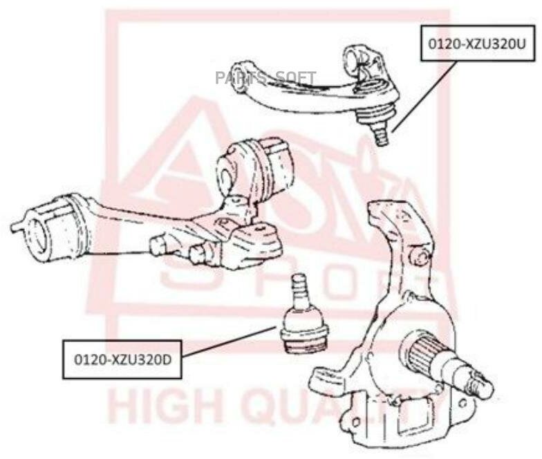 ASVA 0120-XZU320U Опора шаровая TOYOTA TOYOTA DYNA XZU30#/XZU320/XZU330/XZU34# 1999-2002TOYOTA DYNA/TOYOACE BU3##/BZU ()