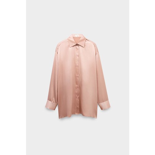 фото Рубашка alpe cashmere, свободный силуэт, длинный рукав, размер 38, розовый