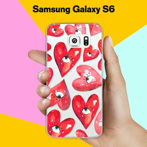 Силиконовый чехол на Samsung Galaxy S6 Сердца / для Самсунг Галакси С6