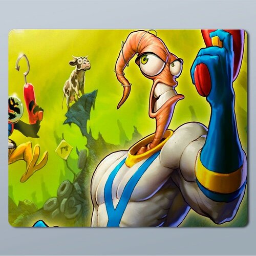 Коврик для мыши с принтом игра Earthworm Jim 2 - 9853 сборник 6в1 полные версии игр sega 16 bit bugs bunny dune 2 earthworm jim aa 6107