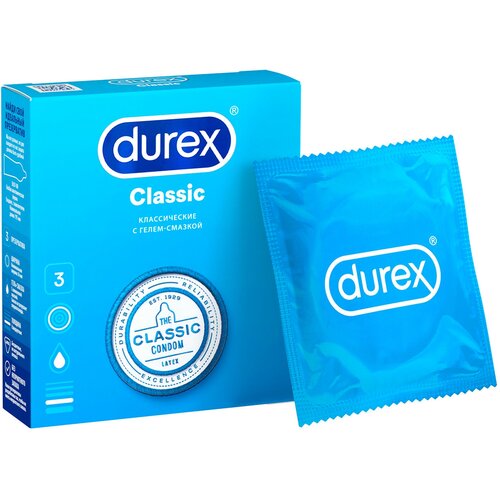 Презервативы Durex Classic классические с гелем-смазкой 3 шт. durex classic презервативы с гелем смазкой 12 шт