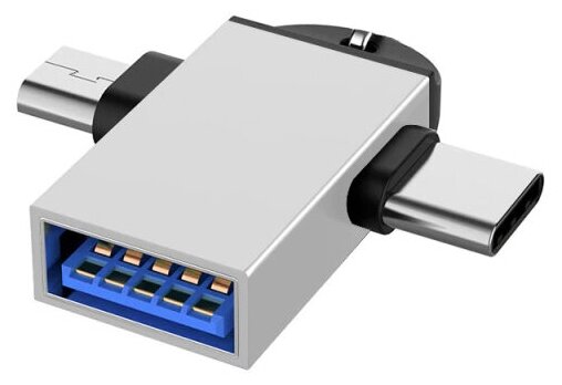 Переходник с micro-USB Type-C (папа/выход) на USB 2.0 (мама/вход) Адаптер OTG для планшетов смартфонов и компьютеров