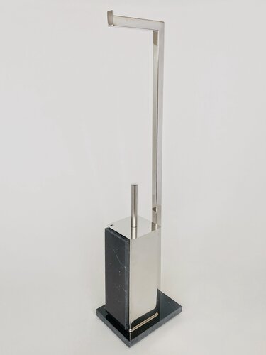 Изображение товара Держатель стойка для туалетной бумаги напольный с основанием из чёрного мрамора "Avellino"