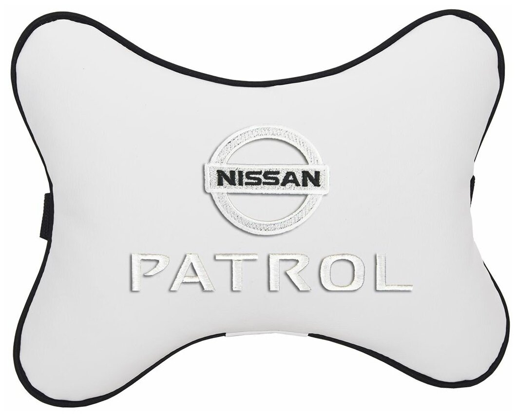 Автомобильная подушка на подголовник экокожа Milk с логотипом автомобиля NISSAN PATROL