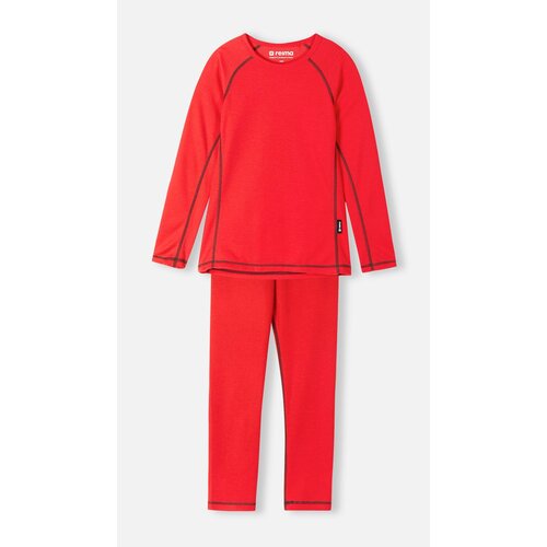 фото Комплект одежды reima детский, легинсы и футболка, повседневный стиль, без карманов, без капюшона, быстросохнущий, пояс на резинке, размер 90, красный
