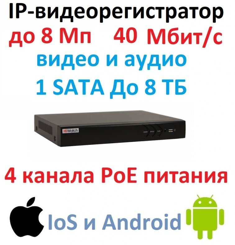 DS-N304P(D) HiWatch 4-х канальный IP-видеорегистратор