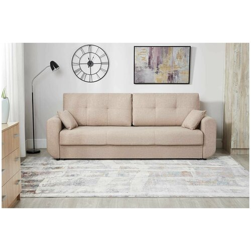 Диван-кровать Аризона (прямой), бежевый (Модерно Мадагаскар 01)