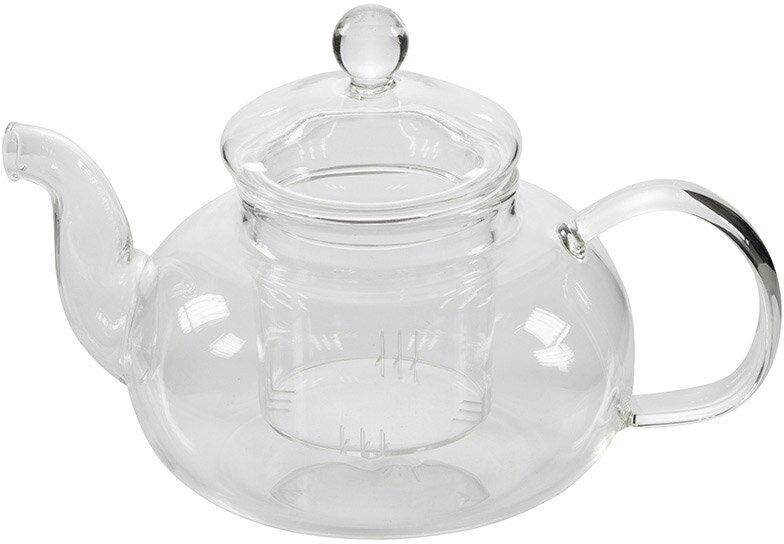 Чайник заварочный с фильтром из высококачественного жаропрочного боросиликатного стекла. Объем: 850 мл.
