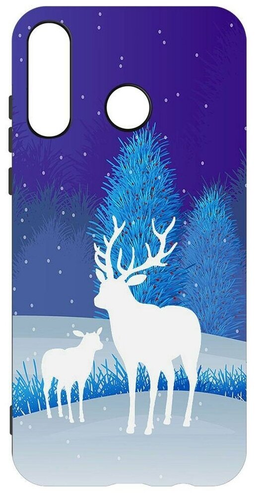 Чехол-накладка Krutoff Софт Кейс Олень для Huawei P30 Lite черный