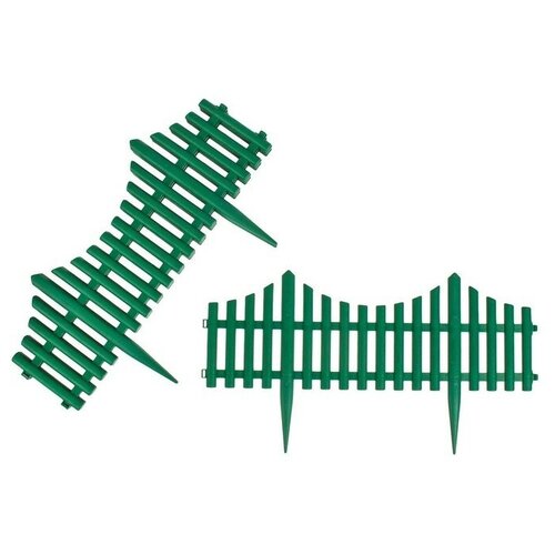 Ограждение декоративное, 30 х 300 см, 5 секций, пластик, зеленое