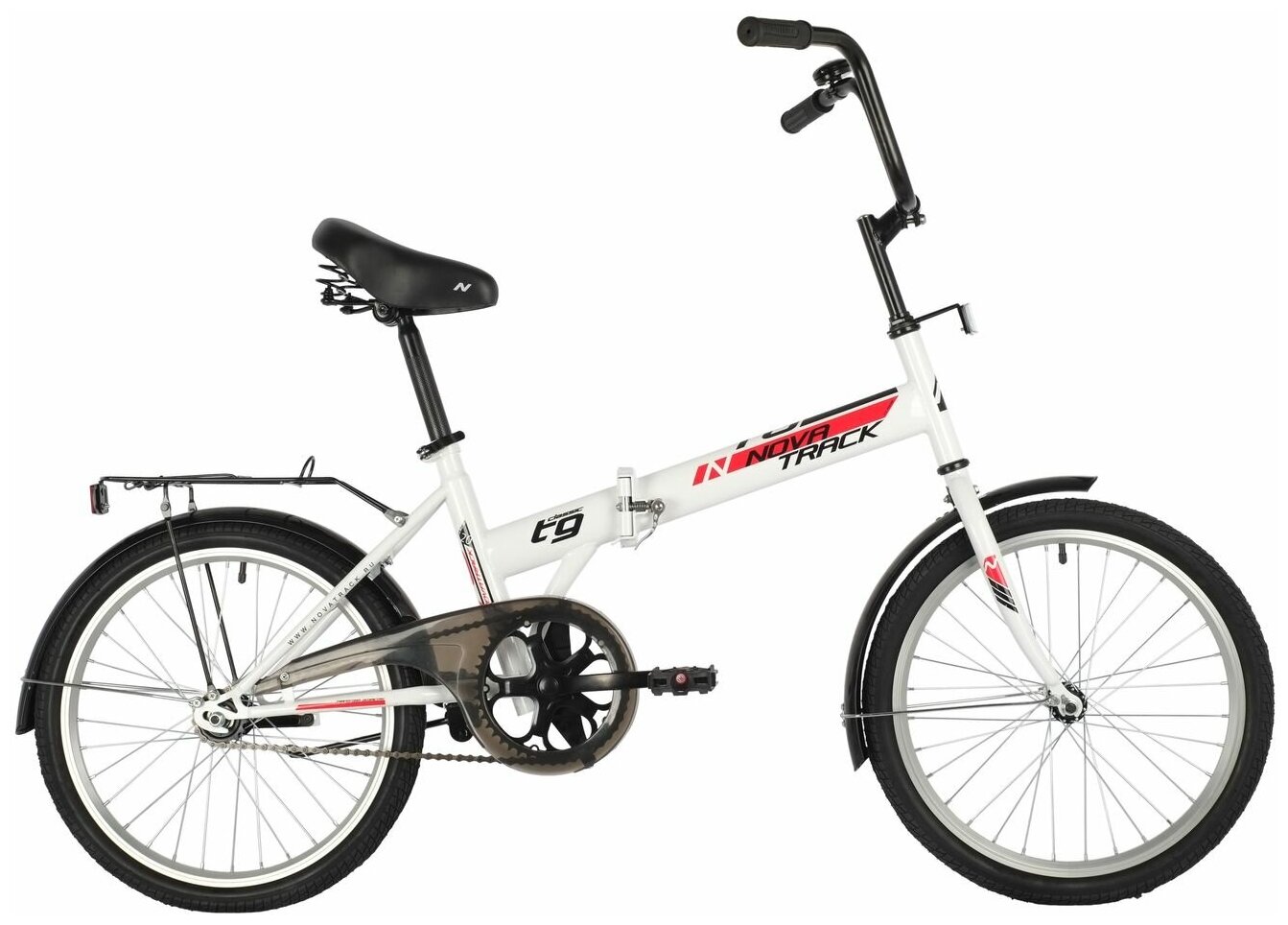 Велосипед NOVATRACK 20" складной, TG30, белый, тормоз нож, двойной обод, сид. и руль ко 20NFTG301. WT21