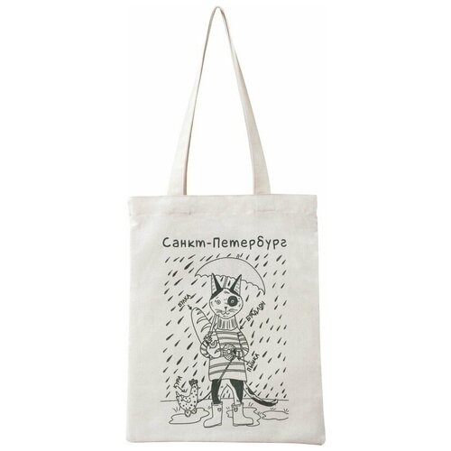 фото Сумка-шоппер "санкт-петербург" кот под зонтом акм