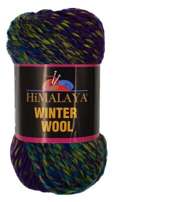 Пряжа Himalaya Winter wool, Цвет09 Сине-Фиолетовый Золотисто-Зеленый(5 мотков), акрил-80%, шерсть-20%