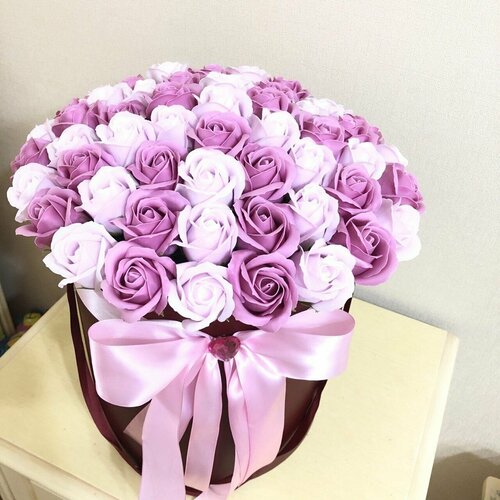 Искусственные цветы / Розы из мыла в коробке 101шт / Подарок