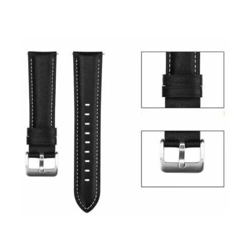 Ремешок кожаный GSMIN Hide 22 для Samsung Gear S3 Frontier 46mm (Черный)
