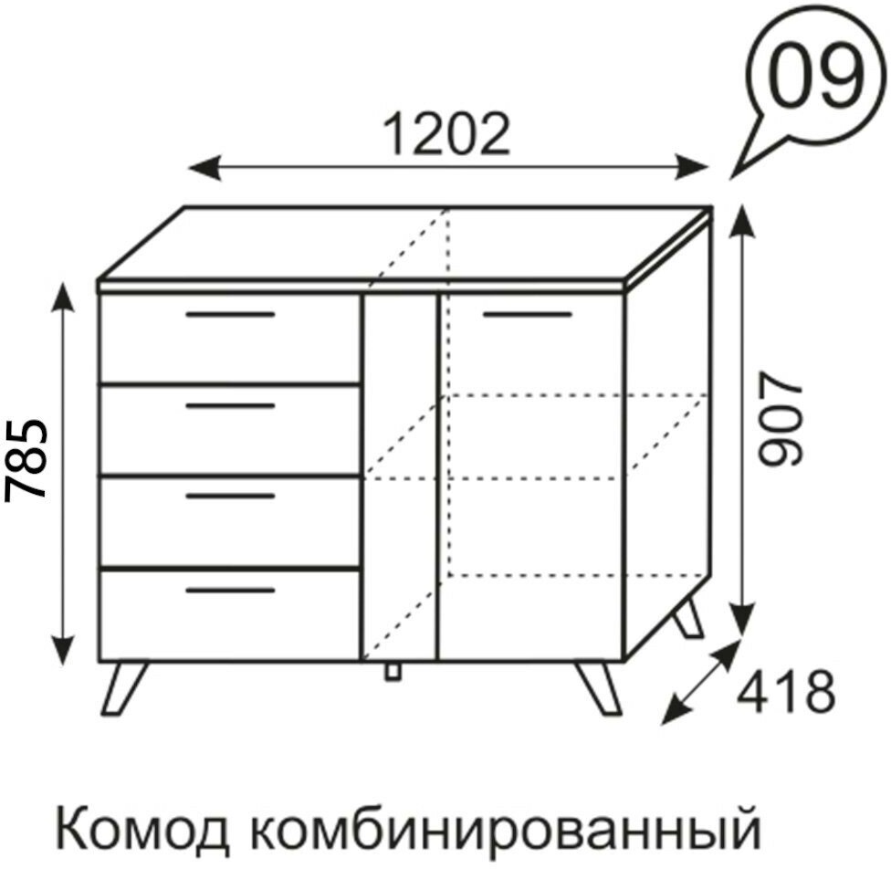 Комод деревянный с ящиками для хранения вещей Sofia 120*91*42 см на ножках - фотография № 3